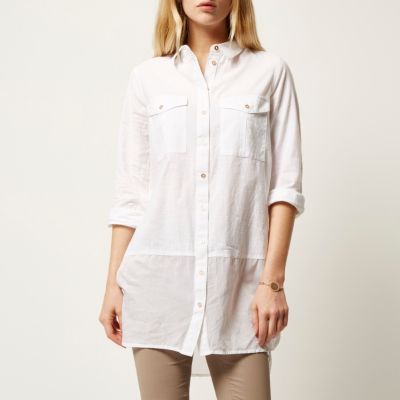 White chambray longline shirt